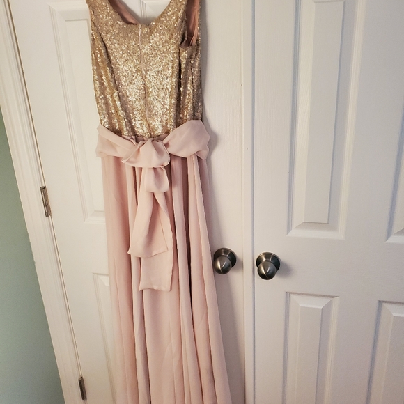 Custom made soft pink sequin bridesmaid dress - Picture 3 of 8